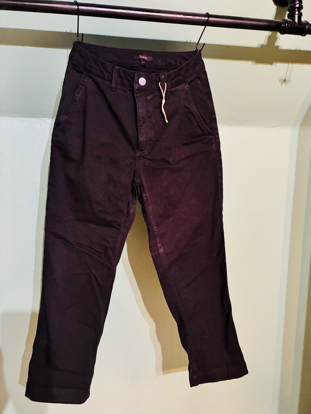 Quince Stretch Cotton Twill Barrel Pants - Black - Size 0